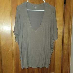 Express Women's V-Neck Blouse in Taupe